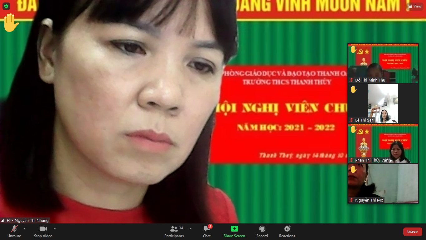 TRƯỜNG THCS THANH THUỲ TỔ CHỨC THÀNH CÔNG HỘI NGHỊ VIÊN CHỨC NĂM HỌC 2021-2022