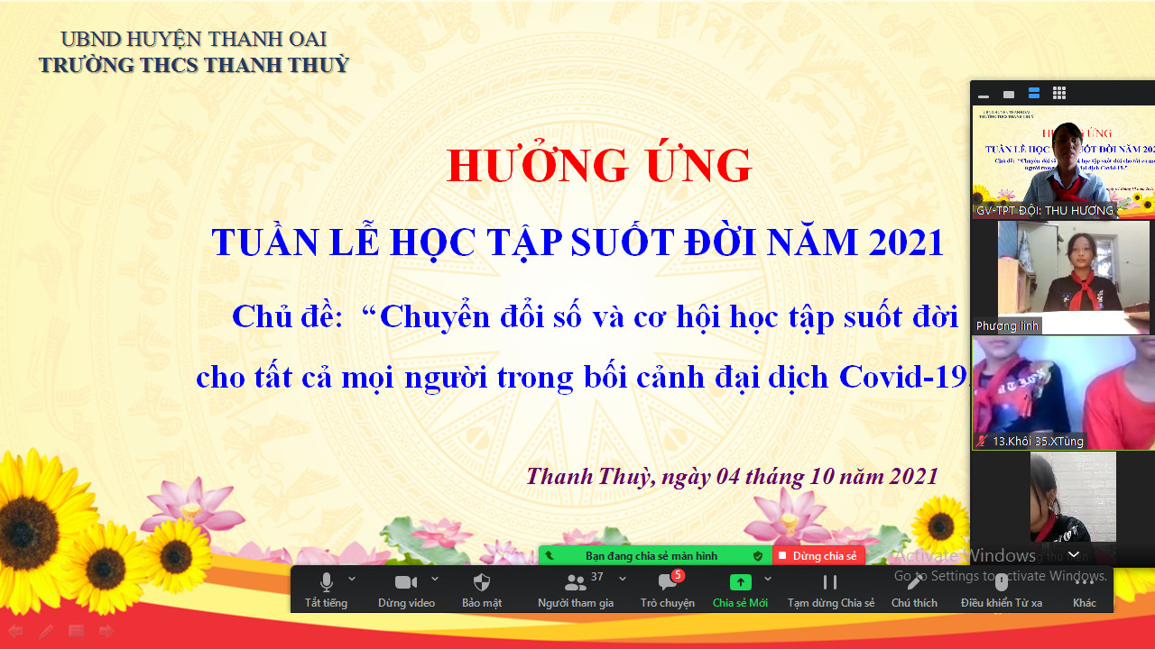 THẦY VÀ TRÒ TRƯỜNG THCS THANH THUỲ HƯỞNG ỨNG TUẦN LỄ HỌC TẬP SUỐT ĐỜI NĂM 2021